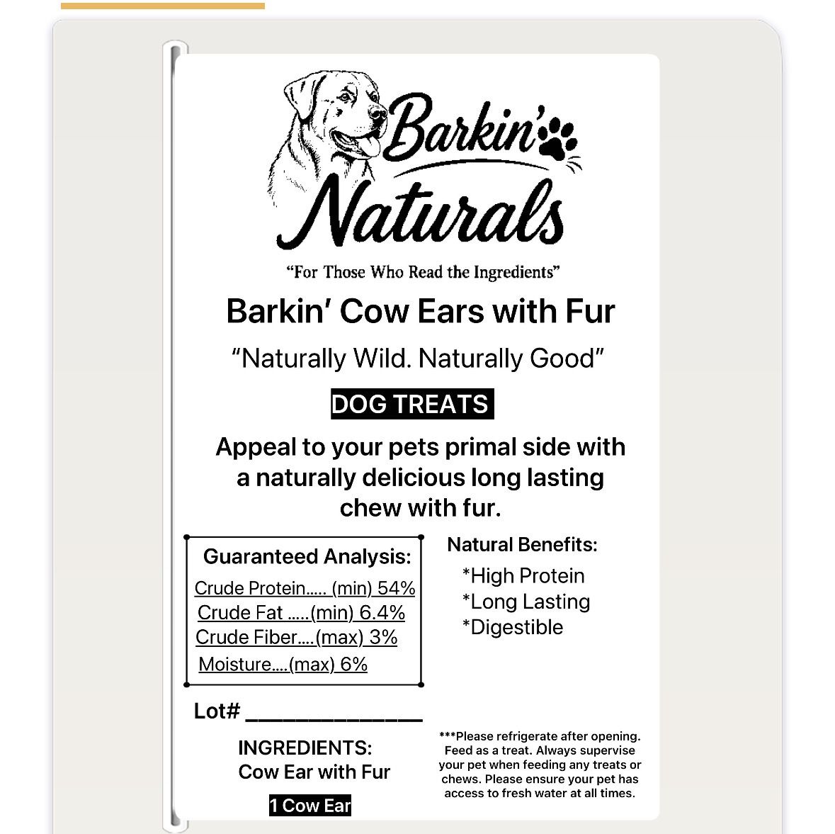 Barkin' Cow Ears with Fur